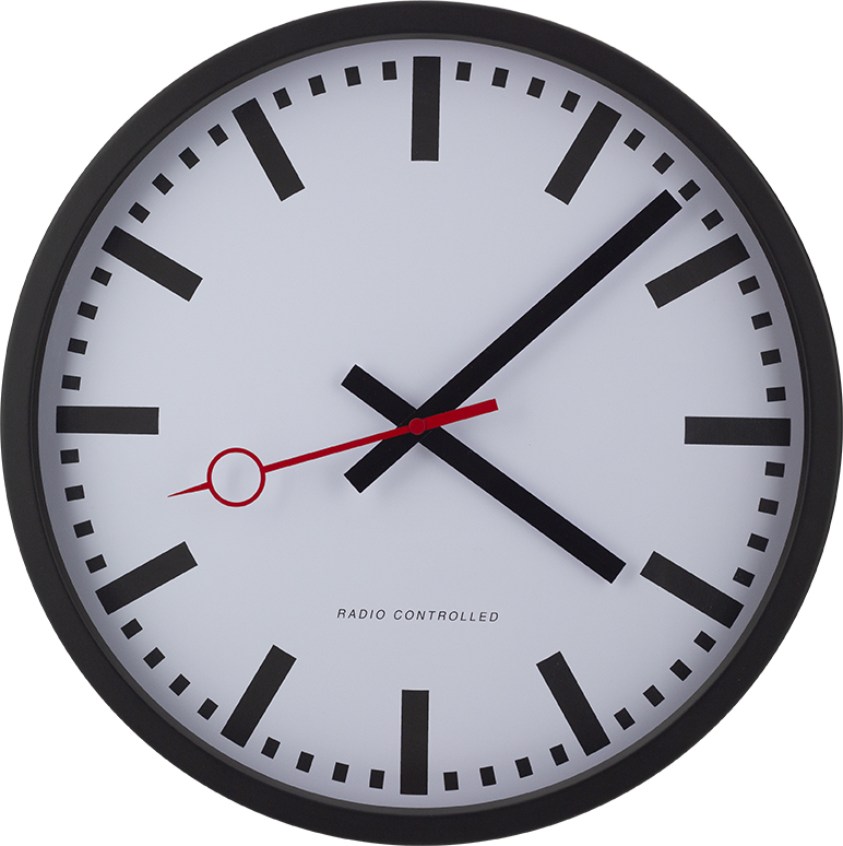 Horloge murale radio style gare, noir
