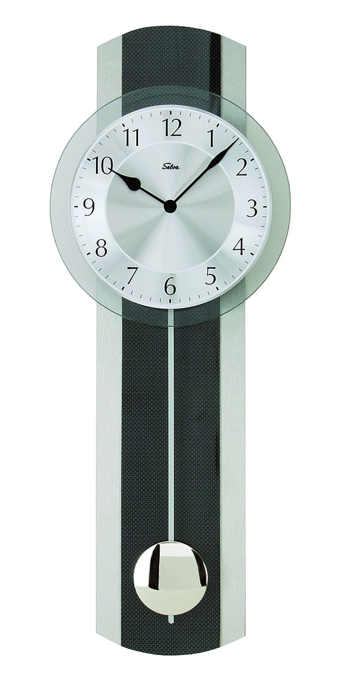 SELVA Horloge murale radiocommandée aspect carbone Taching