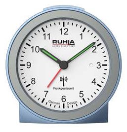 UMR radio controlled alarm clock light blue with rising alarm tone and lighting