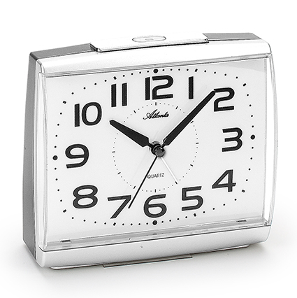 Atlanta 1919/19 zilver/antraciet Quartz Wekker met lichtsensor