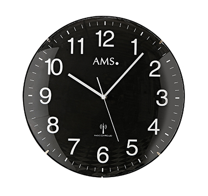 AMS Horloge murale radio pilotée, plastique bombé