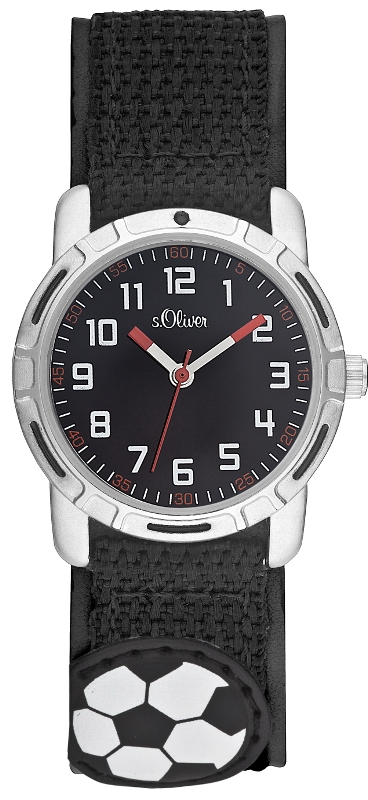 s.Oliver bracelet-montre en cuir/ textile véritable noir SO-1820-LQ