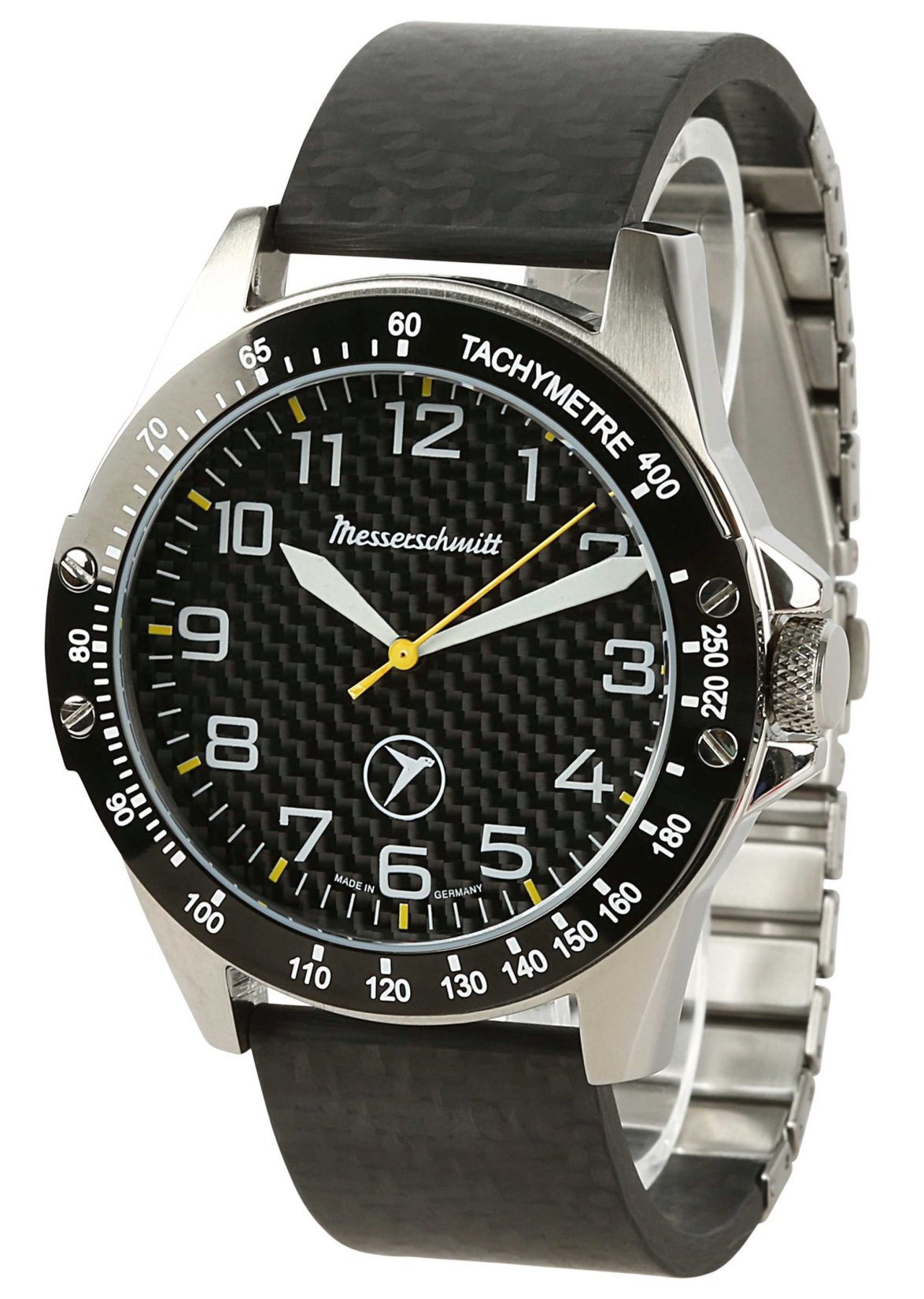 MESSERSCHMITT carbon sports watch with yellow second