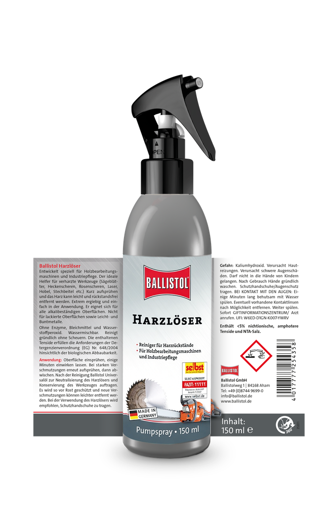 BALLISTOL resin remover, 150ml - dissolves burnt-in resin residues
