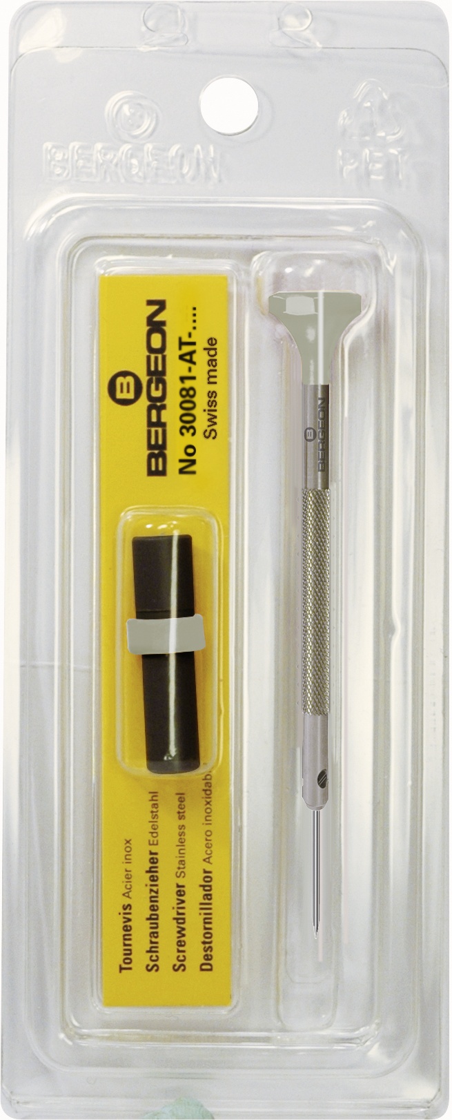 Schroevendraaier Inox met roestvrij stalen inzet, 1,40 mm, Bergeon en extra inzetten