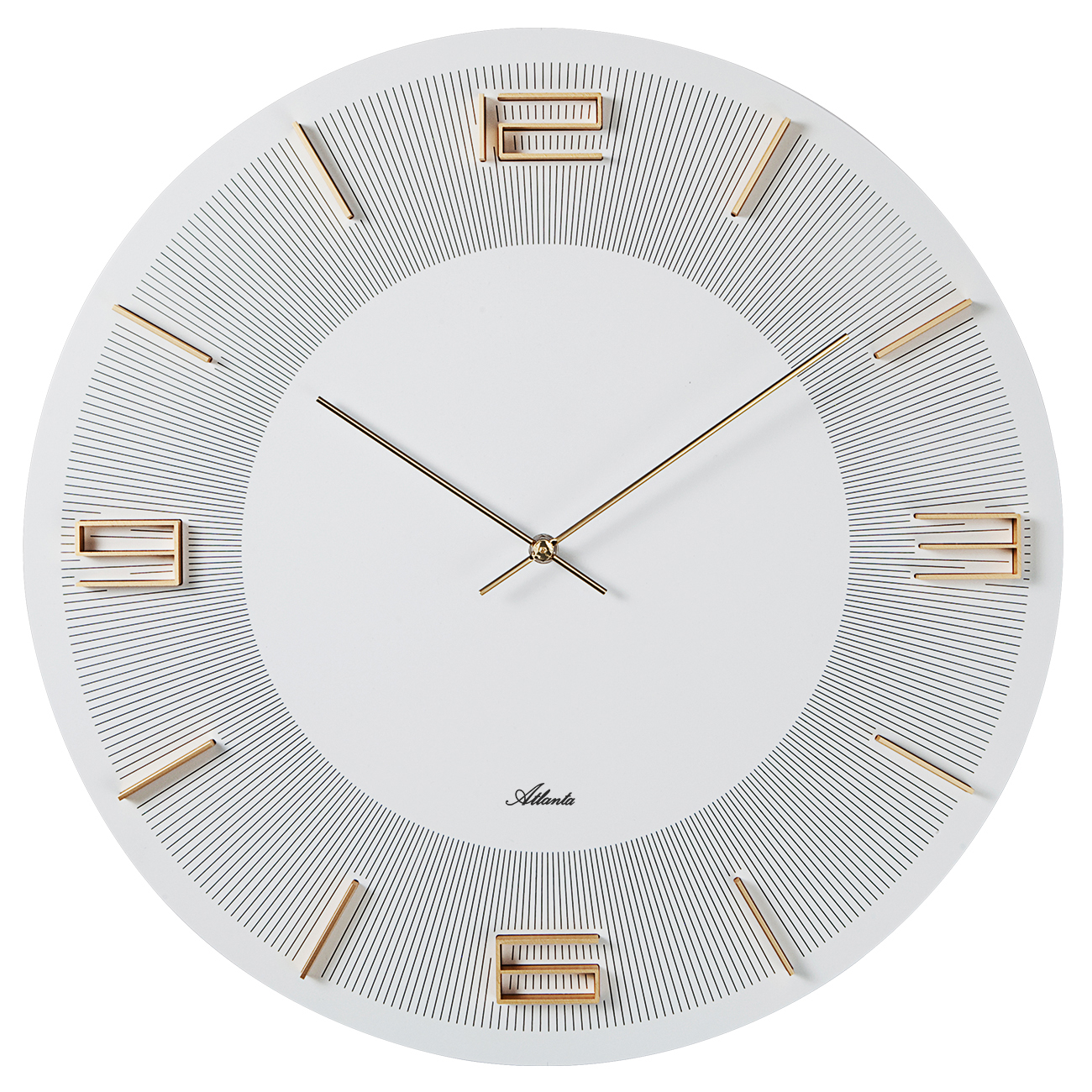 Atlanta 4470/0 weiss/gold Wanduhr MDF-Gehäuse