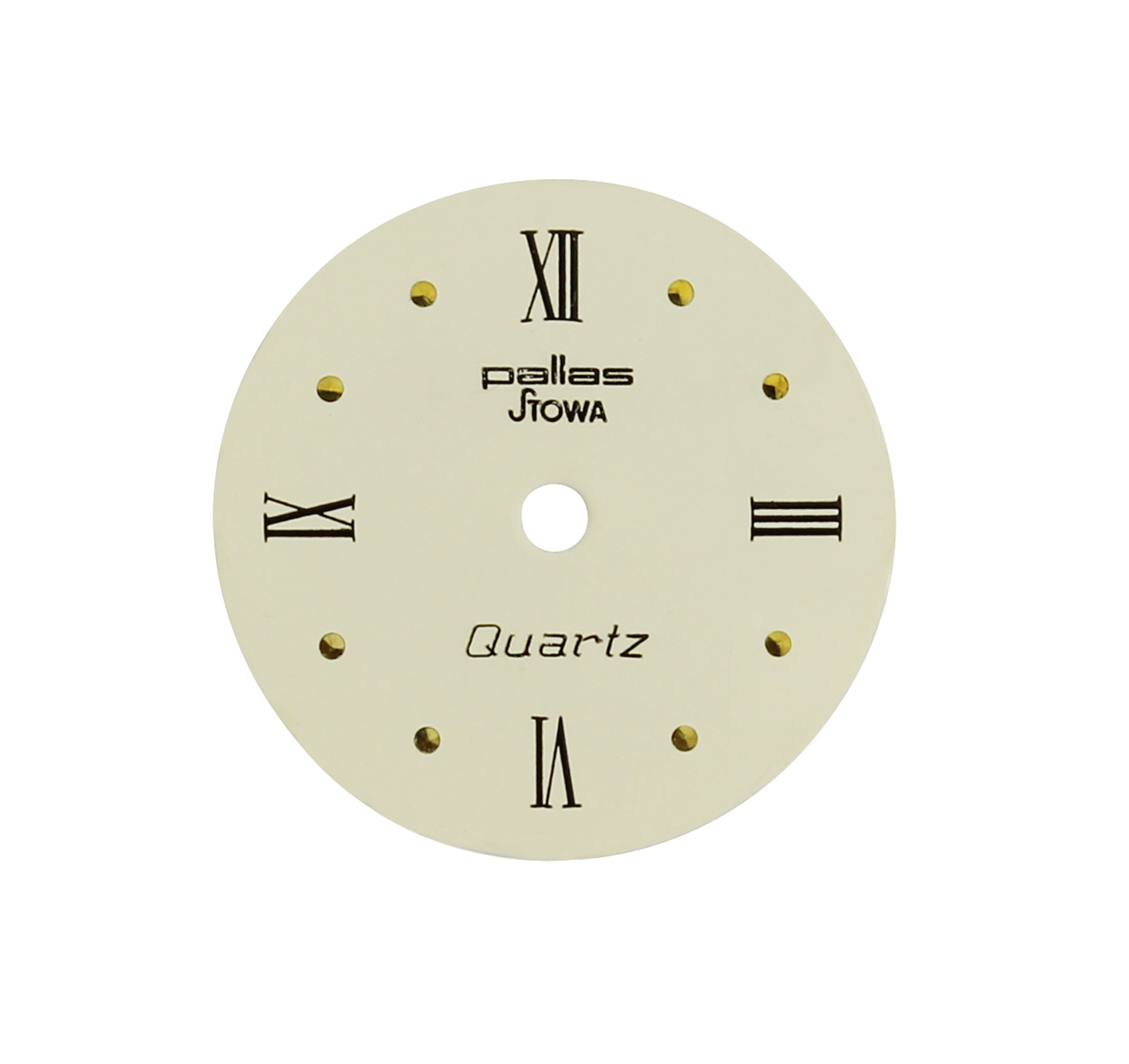 Wijzerplaat AS 1677 Ø 16 mm beige Rom. cijfers/punten