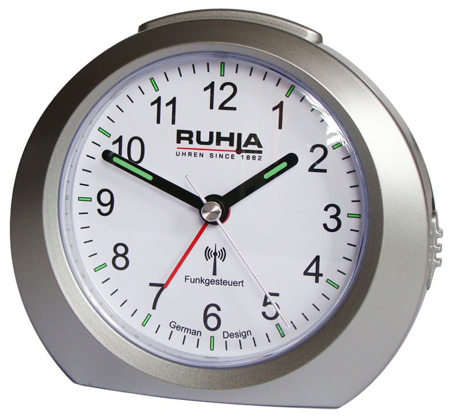 Réveil radio UMR argent-blanc avec tonalité de réveil croissante, répétition du réveil et éclairage