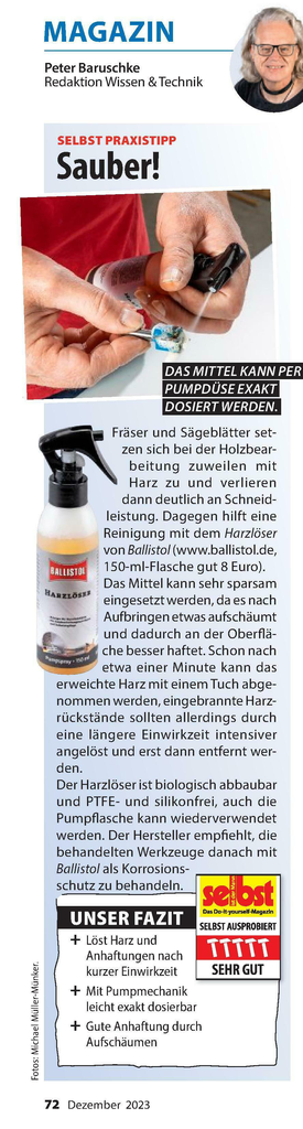 BALLISTOL resin remover, 150ml - dissolves burnt-in resin residues
