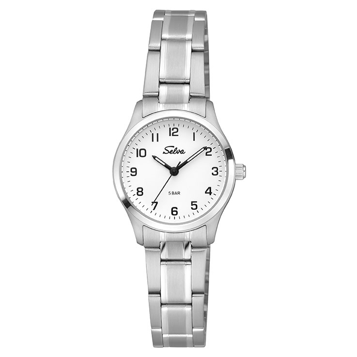 SELVA quartz wristwatch with stainless steel strap White dial Ø 27mm