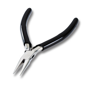 Electronics flat nose pliers with box joint.