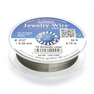 Jewellery wire stainless steel plastic casing/transparent Ø 0,3mm -9,15m