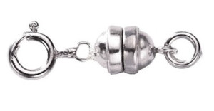Magnetic clasp with spring ring, silver 925/-