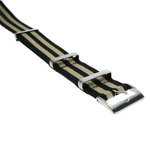 nylon band zwart-beige gestreept, 20mm