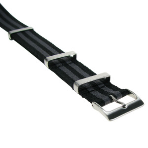 nylon band zwart-grijs gestreept, 20mm
