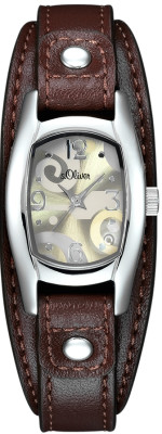 s.Oliver bracelet-montre en cuir brun SO-1307-LQ