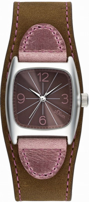 s.Oliver bracelet-montre en cuir brun SO-1740-LQ