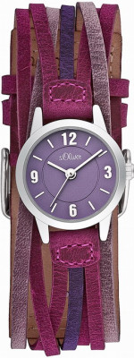 s.Oliver bracelet-montre en cuir lilas SO-1779-LQ