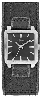 s.Oliver bracelet-montre en cuir noir SO-1808-LQ
