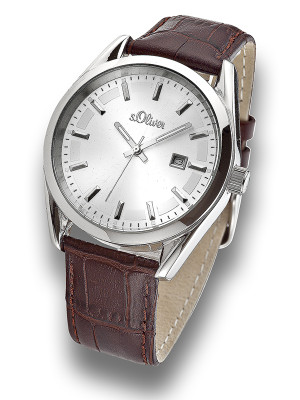 s.Oliver bracelet-montre en cuir brun SO-2376-LQ