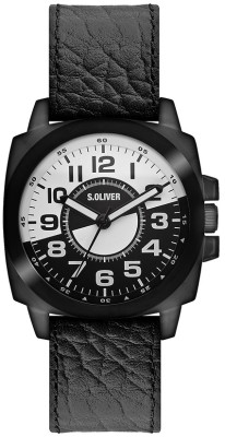 s.Oliver bracelet-montre en cuir noir SO-2370-LQ
