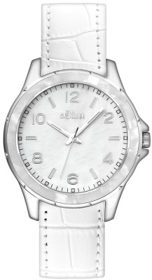 s.Oliver bracelet-montre en cuir blanc SO-2361-LQ