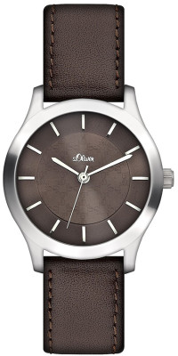s.Oliver bracelet-montre en cuir brun SO-2345-LQ