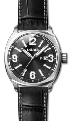 s.Oliver bracelet-montre en cuir noir SO-2201-LQ