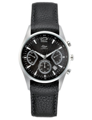 s.Oliver bracelet-montre en cuir noir SO-382-LC