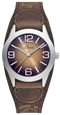 s.Oliver bracelet-montre en cuir brun SO-1873-LQ