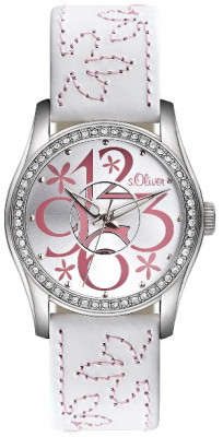 s.Oliver bracelet-montre en cuir blanc SO-1997-LQ