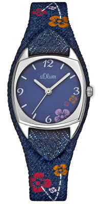 s.Oliver bracelet en cuir/ textile bleu avec dessin multicolore SO-2381-LQ