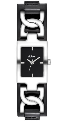 s.Oliver bracelet-montre en cuir/ laque noir SO-2342-LQ