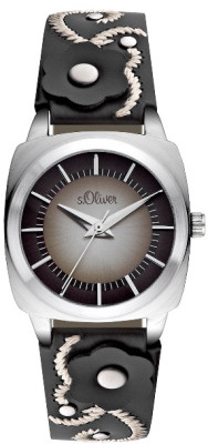 s.Oliver bracelet-montre en cuir noir SO-2022-LQ