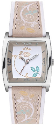 s.Oliver bracelet-montre en cuir beige SO-2125-LQ