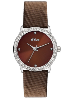 s.Oliver bracelet-montre PU plastique brun SO-2163-LQ