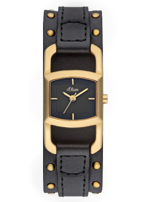 s.Oliver bracelet-montre en cuir noir SO-2013-LQ