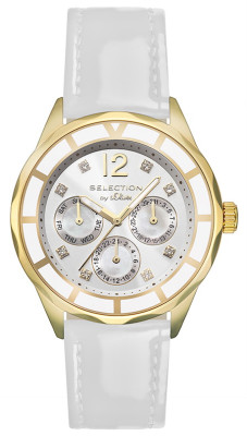 s.Oliver bracelet-montre en cuir blanc SO-2540-LM