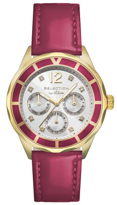 s.Oliver bracelet-montre en cuir rouge de baie SO-2543-LM