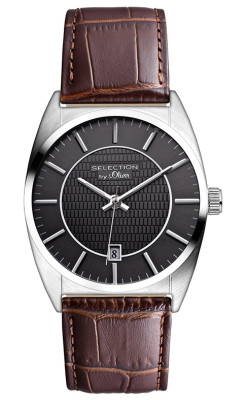 s.Oliver bracelet-montre en cuir brun SO-2652-LM