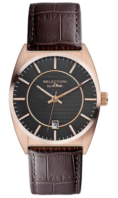 s.Oliver bracelet-montre en cuir brun SO-2653-LQ