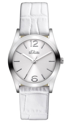 s.Oliver bracelet-montre en cuir blanc SO-2620-LQ