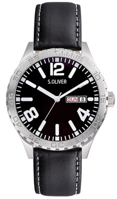 s.Oliver bracelet-montre en cuir noir SO-2631-LQ