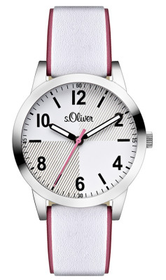 s.Oliver bracelet-montre en cuir blanc SO-2611-LQ