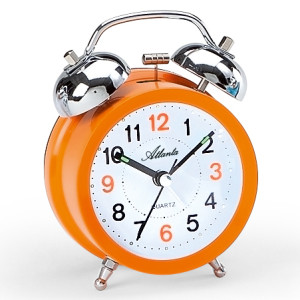 Atlanta 1743/12 orange Quartz alarm clock with bells