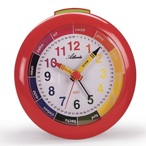Atlanta 1265/1 red Quartz alarm clock with top button