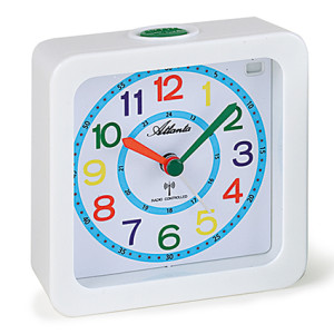 Atlanta 1853/0 white radio controlled alarm clock with time teaching dial