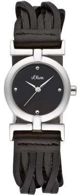 s.Oliver bracelet-montre en cuir noir SO-1421-LQ