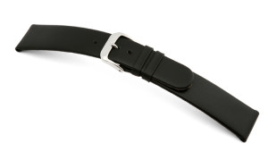 Bracelet-montre en cuir Merano 18mm noir lisse