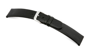 Bracelet-montre en cuir Santa Cruz 20mm noir avec marque de lézard de Teju